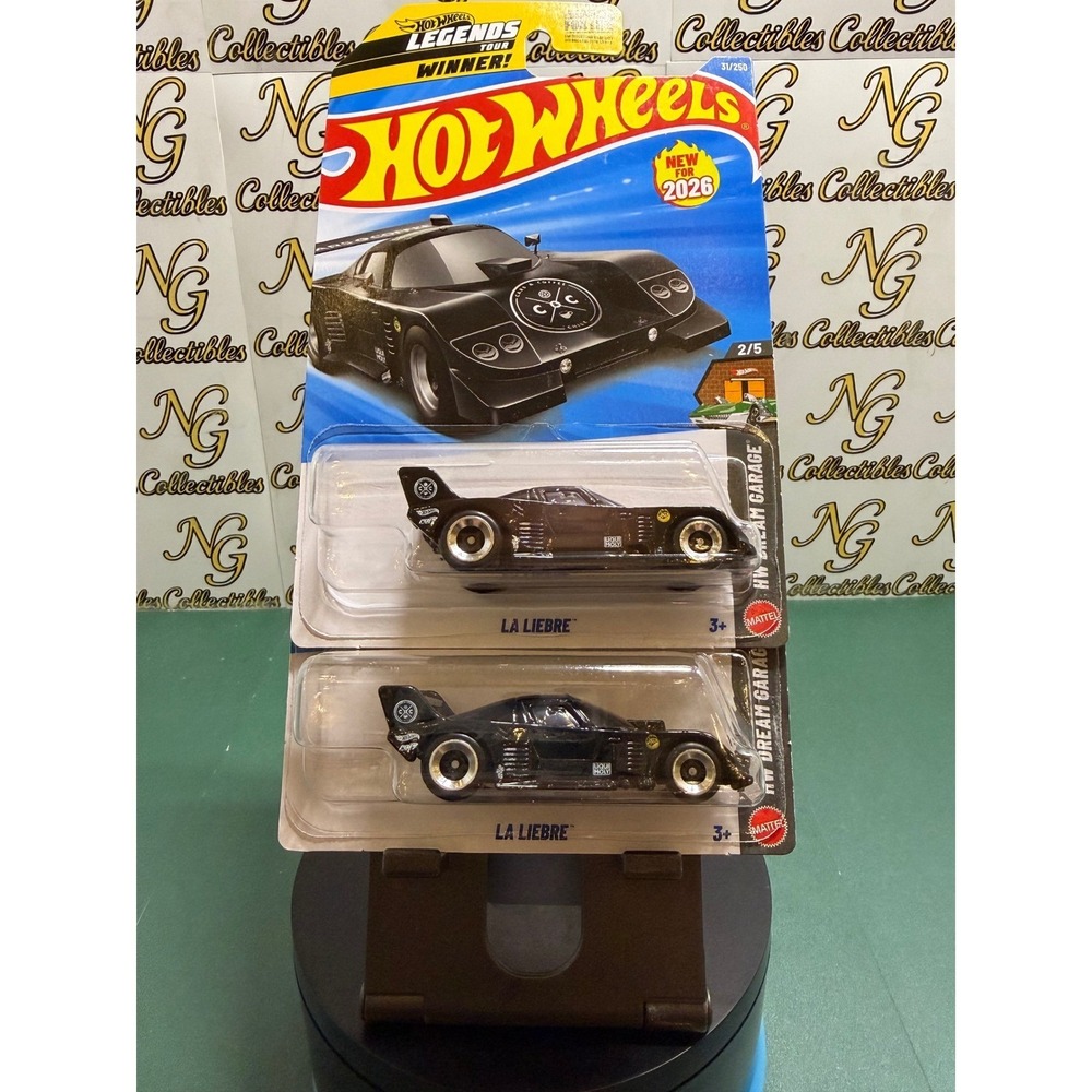 Hot Wheels 2026 Legends Tour Winner La Liebre Black HW Dream Garage Lot of 2